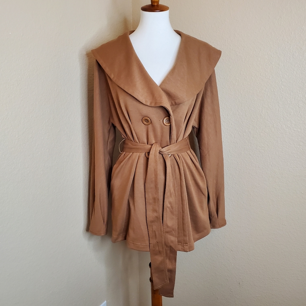 Ruche Shawl Collar Coat